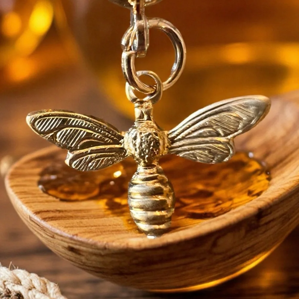 Tiny Gold Toned Bee Drop Earrings - Dainty Honeybee Charms Teeny Tiny
